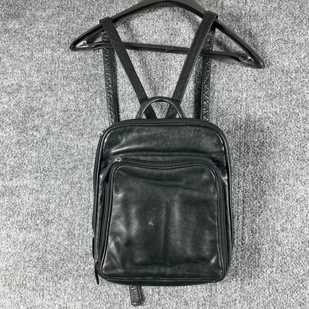 VTG Osgoode Marley Backpack Womens Small Black Leather Multi Pocket Organizer